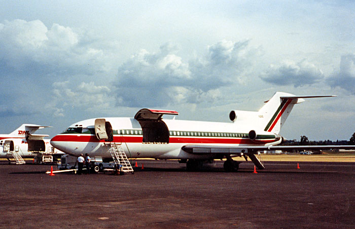 A Consolidated Freight B727-100 at Portland, Oregon in mid 1987